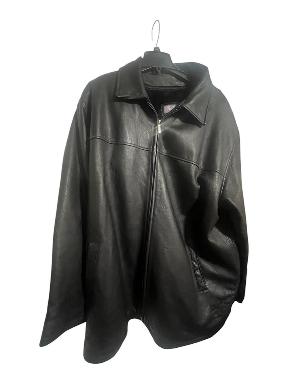 Men's Black Leather Zip-Front Jacket